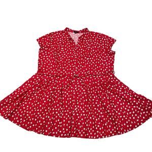 Ellos Sandy Shirtdress Size 38/40 Fit And Flare Floral Poppy Print Red Preppy
